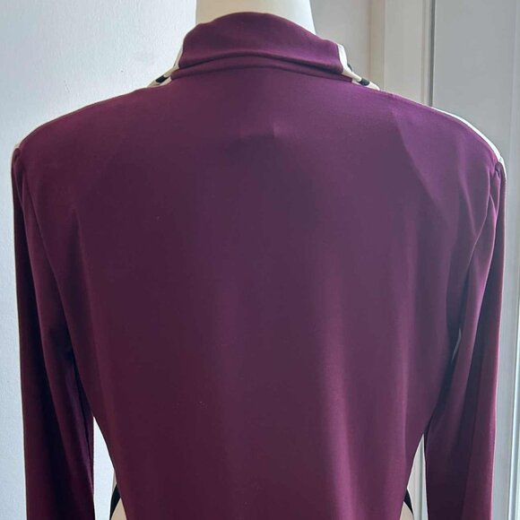 Norma Kamali Plum Stretch Iconic Track Jacket w/ Contrast Racing Stripes – US S - Picture 7 of 11